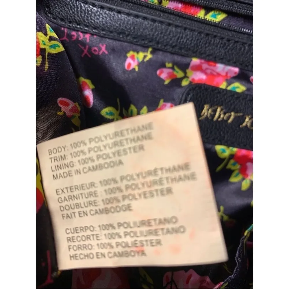 Betsey Johnson Dead stock  Black & White Striped Satchel with Pink Accent